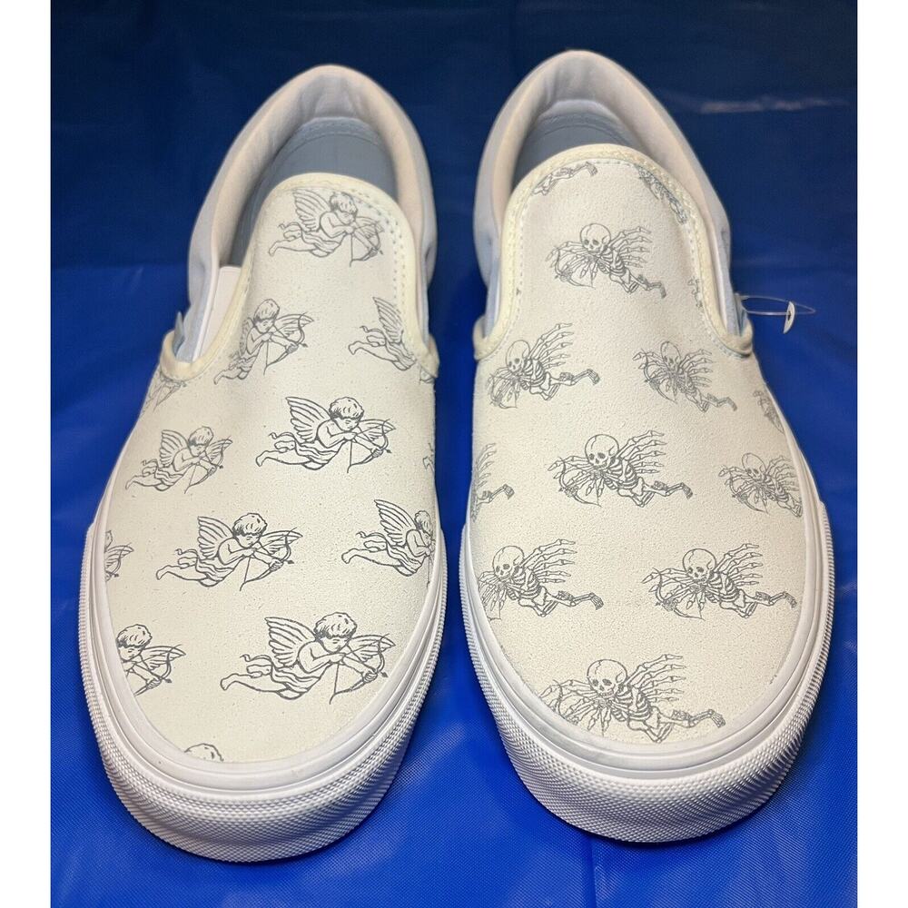 VANS Off The Wall Love You To Death Cream Blue Cupid Skeleton Suede Sz 11 New